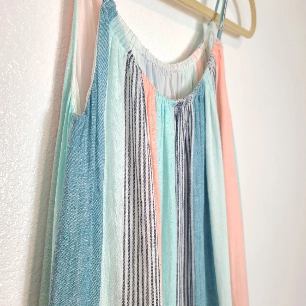 RAILS Adora Highland Stripe Tiered Coastal Beachy Pastel Midi Dress - Picture 11 of 11